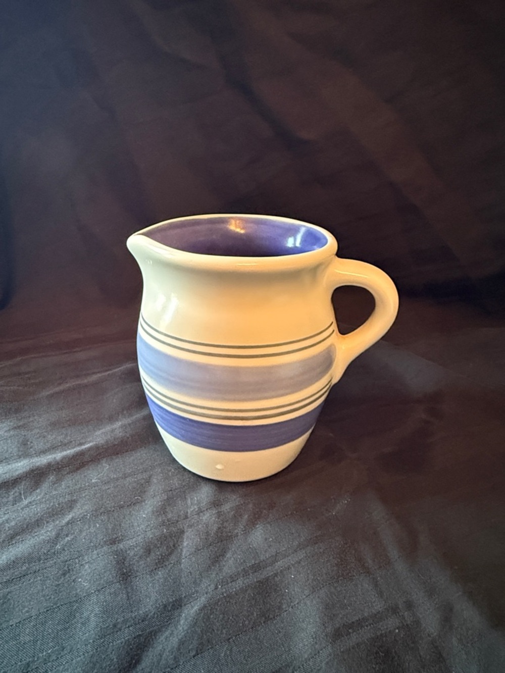 Pfaltzgraff Striped Ceramic Creamer / Pitcher in Blue and White